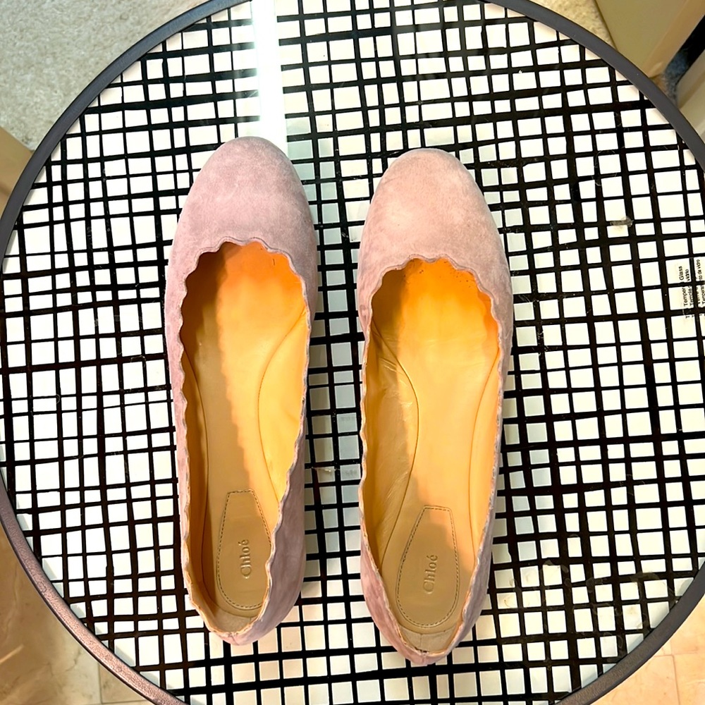 CHLOE Lauren suede ballet flats natural nude color. Almost new, worn twice